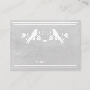 Grey Lovebird Floral Wedding Place Cards