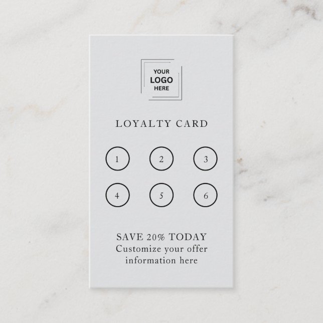Grey Loyalty Reward Customer Retention Style Card (Front)