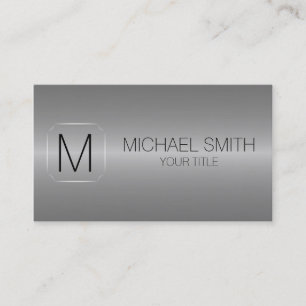 Grey Luxury Stainless Steel Metal Monogram Business Card