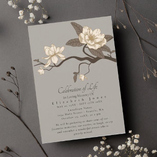 Grey Magnolia Celebration of Life Invitation