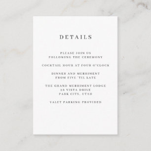 Grey   Magnolia WEDDING Hotel detail Accommodation Enclosure Card