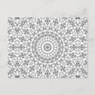 Grey Mandala Geometric Pattern Postcard