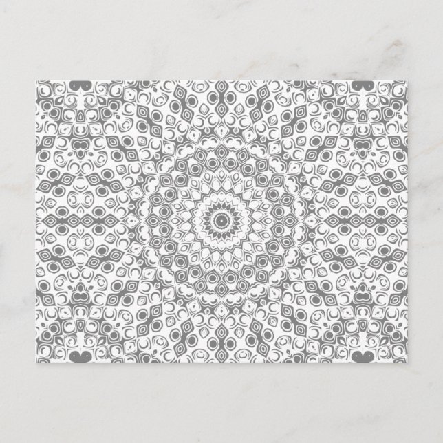 Grey Mandala Geometric Pattern Postcard (Front)