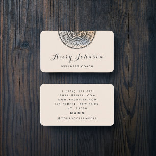 Grey Mandala Wellness Coach Modern Social Media  Business Card