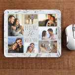 Grey Marble 7 Photo Collage - Loving Life with You Mouse Pad<br><div class="desc">Modern photo collage mouse pad which you can personalise with 7 of your favourite photos. The template is set up ready for you to add your photos, working clockwise from the top left. Your photos are set against a stylish watercolor marble in grey and white. The wording reads "loving life...</div>