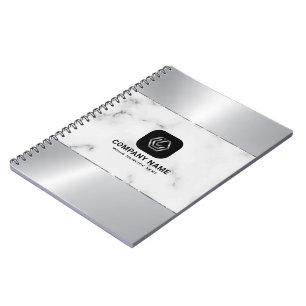 Grey Marble and Metallic Silver Texture Notebook