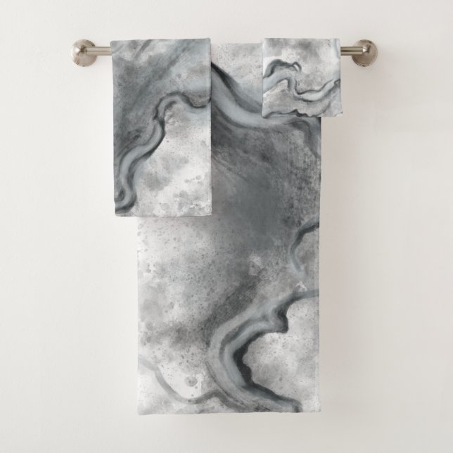 Grey Marble Bath Towels Set Gift (Insitu)