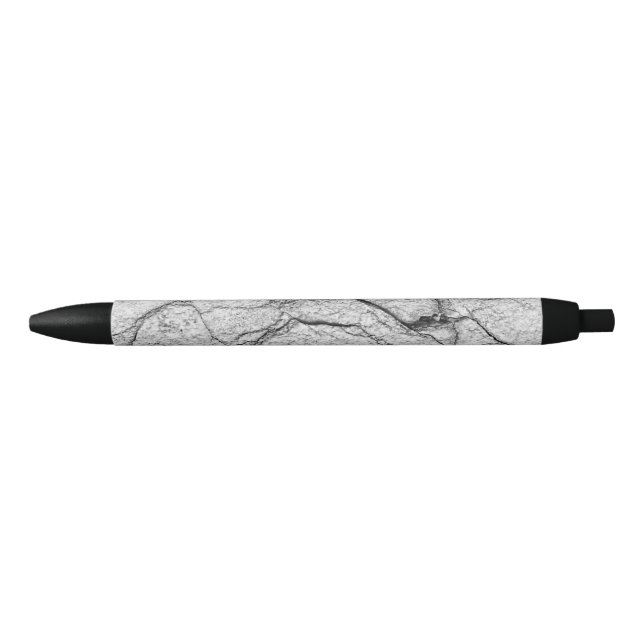 Grey Marble Dappled Concrete Black Ink Pen (Front)