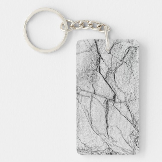 Grey Marble Dappled Concrete Look  Key Ring (Front)