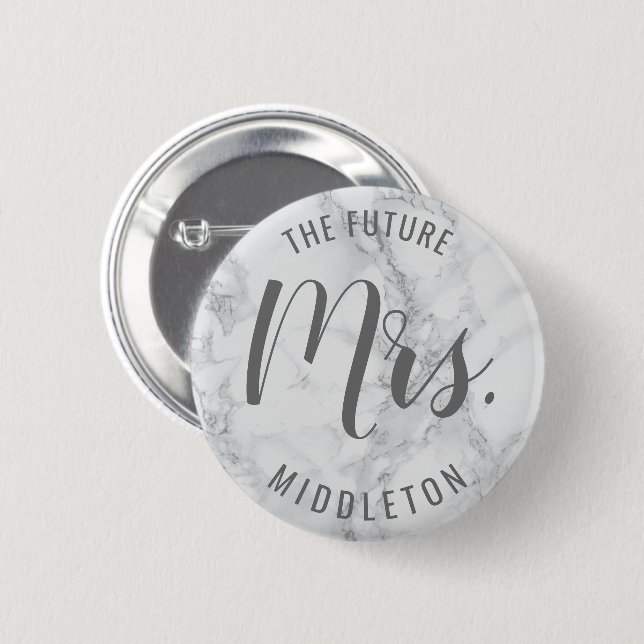 Grey Marble - Future Mrs. 6 Cm Round Badge (Front & Back)