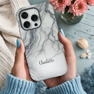 Grey Marble Personalised iPhone Case
