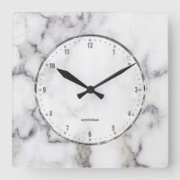 Grey Marble Print With Grey Crackles Large Clock