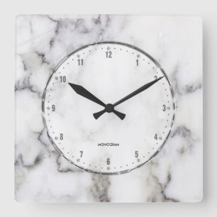 Grey Marble Print With Grey Crackles Large Clock