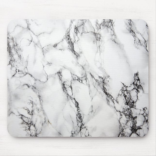 Grey Marble Stone Black Grain Mouse Pad (Front)