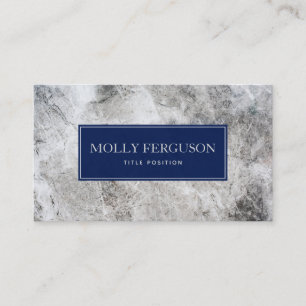 Grey Marble Stone Blue Frame Business Card