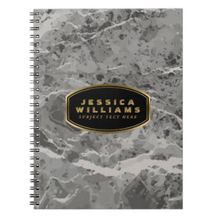 Grey Marble Stone Pattern Texture Print 2 Spiral Notebook