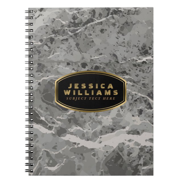 Grey Marble Stone Pattern Texture Print 2 Spiral Notebook (Front)