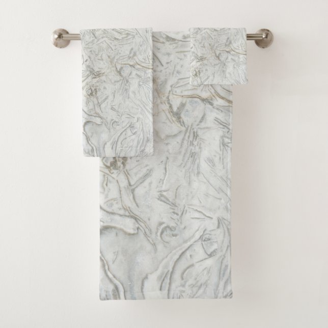 Grey marble surface pattern bath towel set (Insitu)