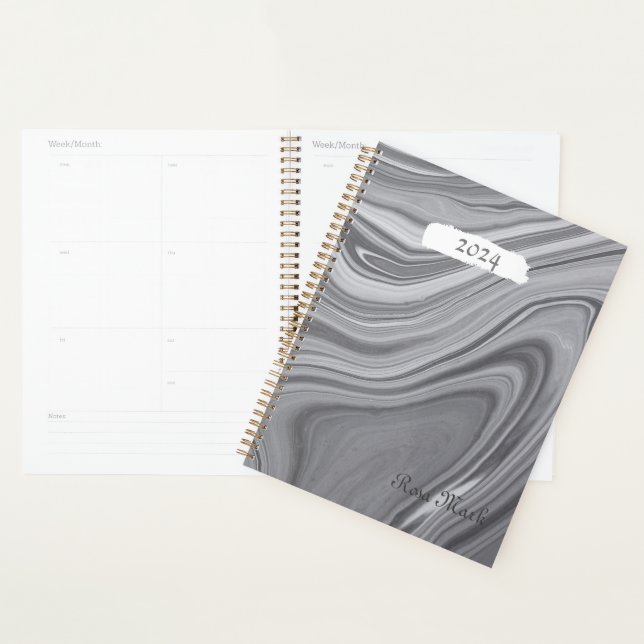 Grey Marble Swirl Customised Planner (Display)