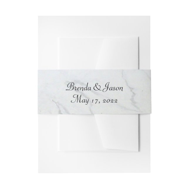 Grey Marble Wedding Invitation Belly Band (Front Example)