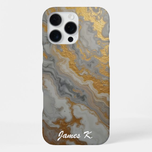 Grey Marble with Gold iPhone Case (Back)