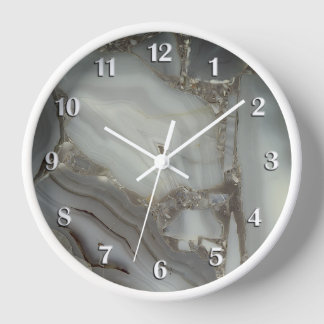 Grey Marble with Gold Vein Clock
