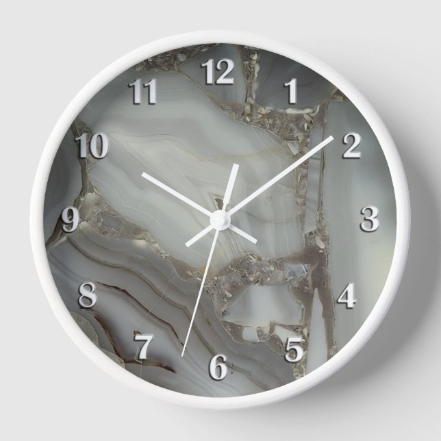 Grey Marble with Gold Vein Clock (Front)