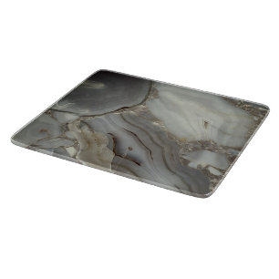 Grey Marble with Gold Vein Glass Cutting Board