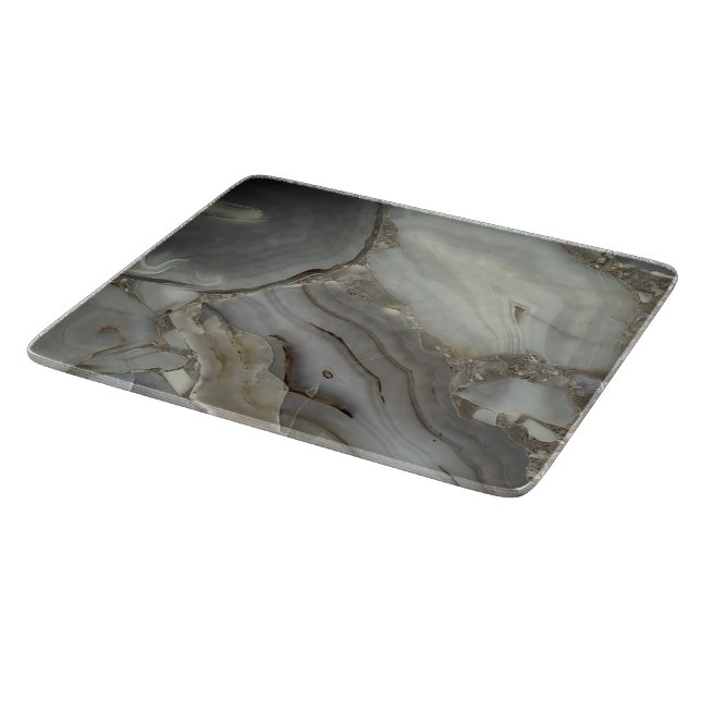 Grey Marble with Gold Vein Glass Cutting Board (Corner)
