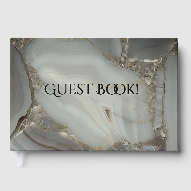 Grey Marble with Gold Vein Guest Book (Front)