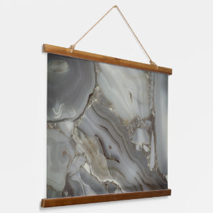 Grey Marble with Gold Vein Hanging Tapestry