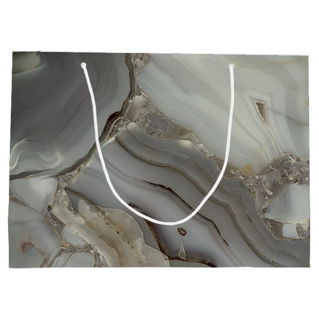 Grey Marble with Gold Vein Large Gift Bag (Back)