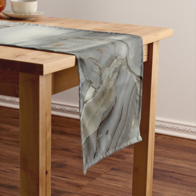 Grey Marble with Gold Vein Long Table Runner (In Situ)