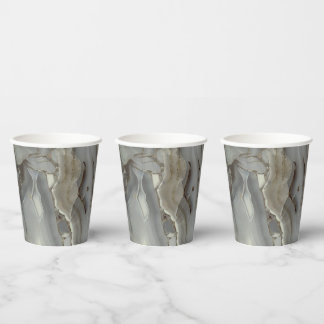 Grey Marble with Gold Vein Paper Cups
