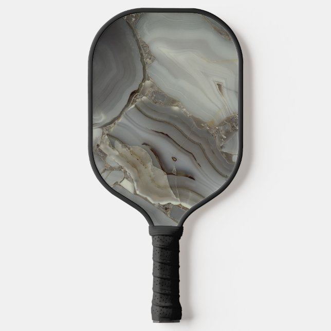 Grey Marble with Gold Vein Pickleball Paddle (Front)