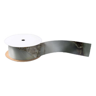 Grey Marble with Gold Vein Satin Ribbon