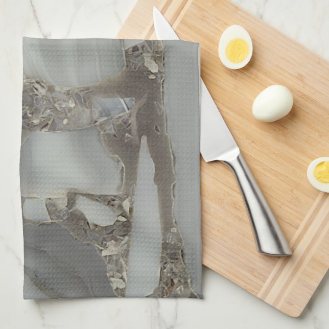 Grey Marble with Gold Vein Tea Towel (Quarter Fold)