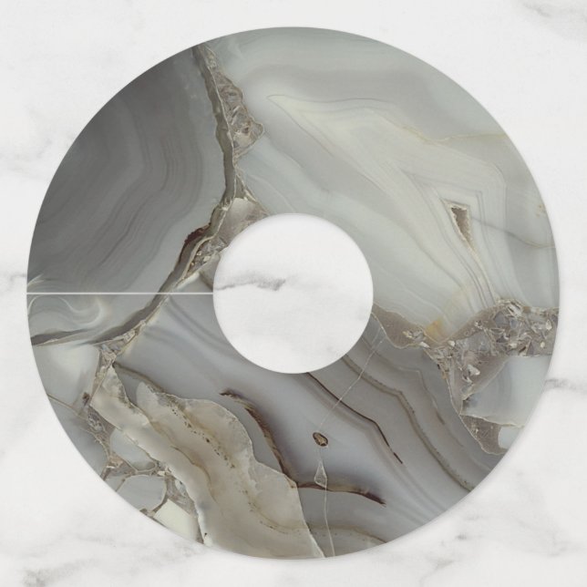 Grey Marble with Gold Vein Wine Glass Tag (Front)