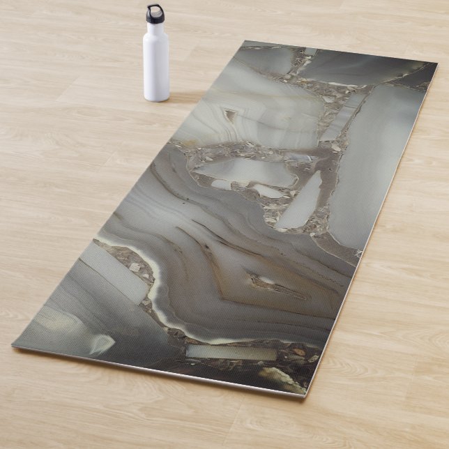 Grey Marble with Gold Vein Yoga Mat (In Situ)