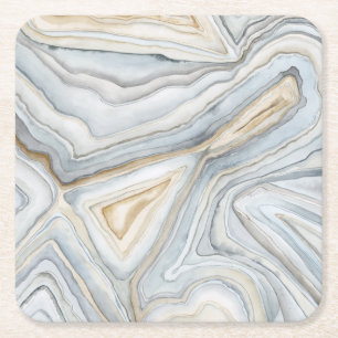 Grey Marbled Abstract Design Square Paper Coaster