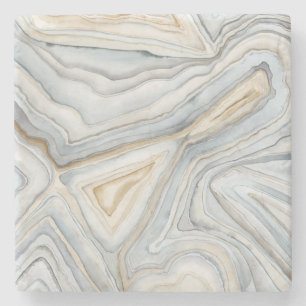 Grey Marbled Abstract Design Stone Coaster