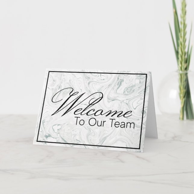 Grey Marbled Welcome to the Team New Employee Card (Front)