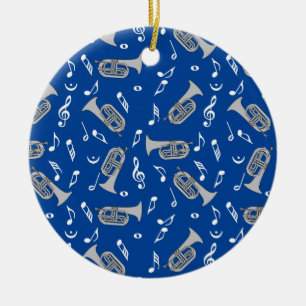 Grey Marching Baritone Music Notes Ceramic Tree Decoration