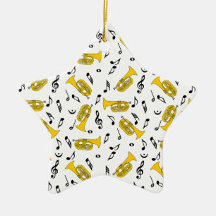 Grey Marching Baritone Music Notes Ceramic Tree Decoration