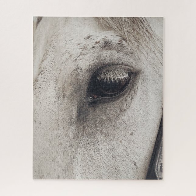 Grey Mare Horse, Up Close Eye Jigsaw Puzzle (Vertical)