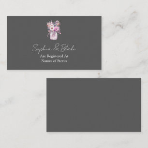 Grey Mason Jar with Flowers Wedding Registry Enclosure Card