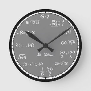 Grey Math Equations Custom Large Clock