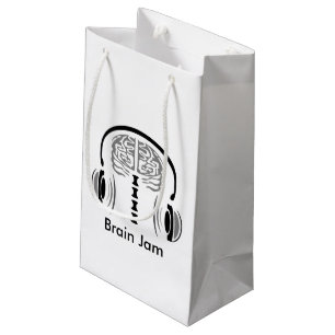 Grey Matter Brain Listing to Music Small Gift Bag