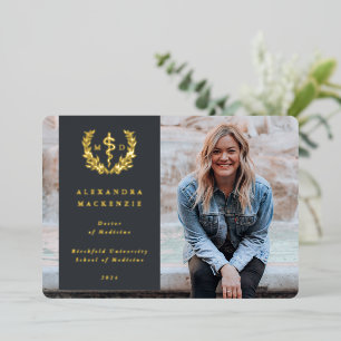 Grey MD Asclepius Graduation Photo Announcement