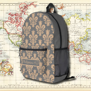 Grey Medallion Vintage Pattern with Bible Verse Printed Backpack